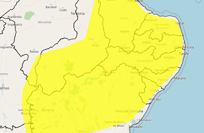 Inmet emite alerta de vendaval, de perigo potencial, para Pernambuco, incluindo região do Araripe